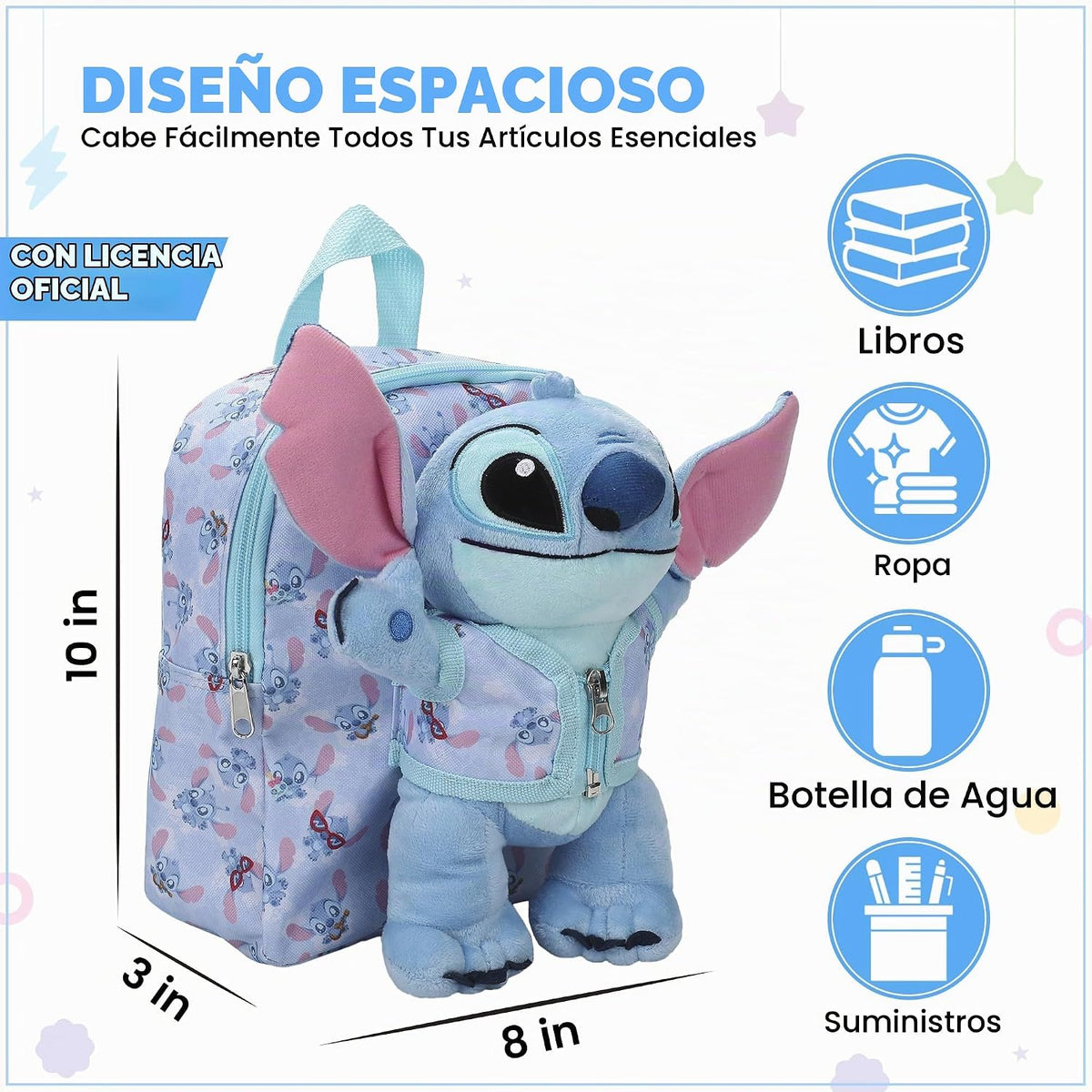 Bioworld Lilo &amp; Stitch - Mochila de felpa de 10 pulgadas
