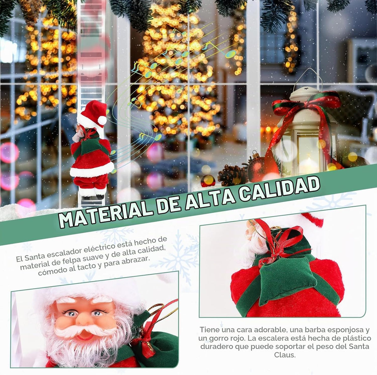 Gfilay Escalando a Papá Noel en escalera con música | Decoración de...
