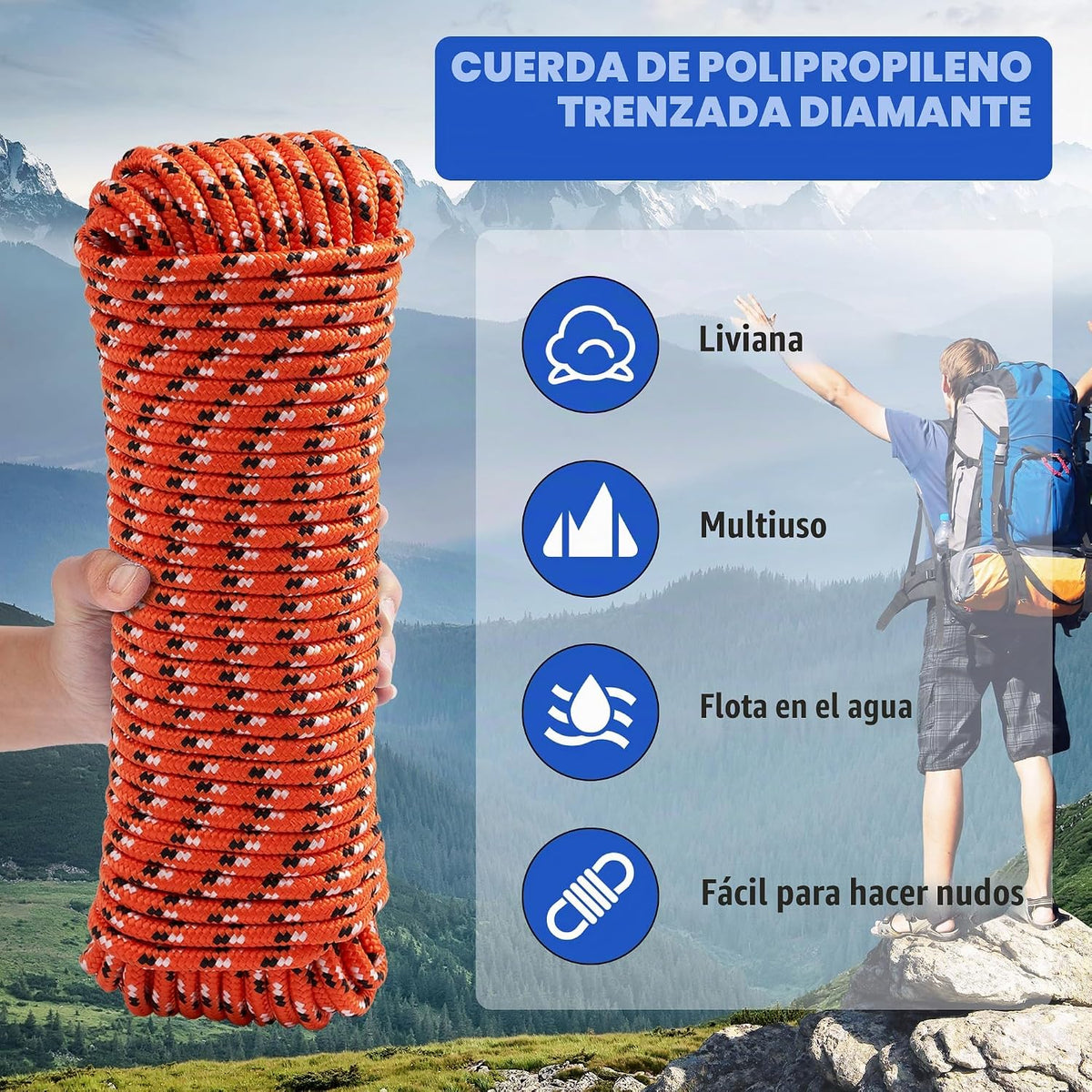 SDLTHR Cuerda de polipropileno trenzada de diamante de 3\/8 de pulg...