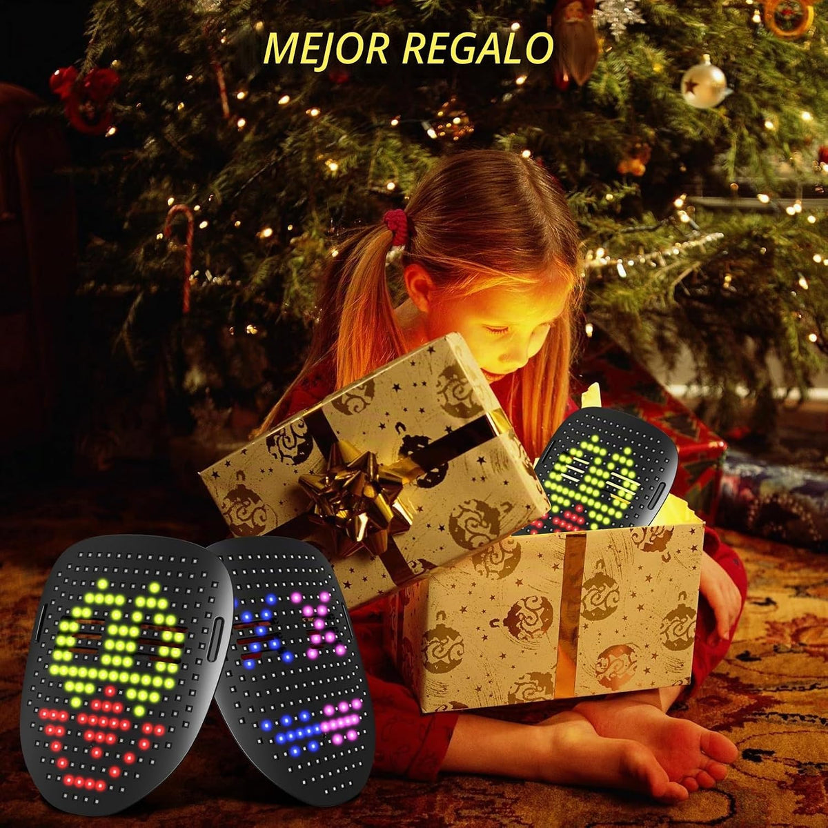 Máscara de luz LED con detección de gestos, disfraces de Halloween...