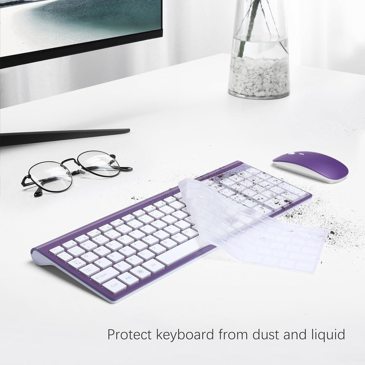 Combo de teclado y mouse inalámbricos ultra delgado, TopMate - Mora...