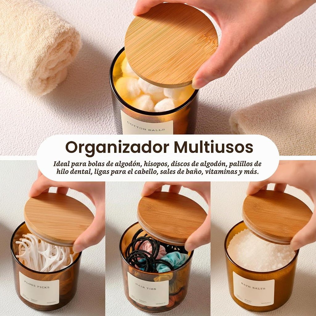MaisoNovo Recipientes de vidrio para baño con tapas (hermético), so...