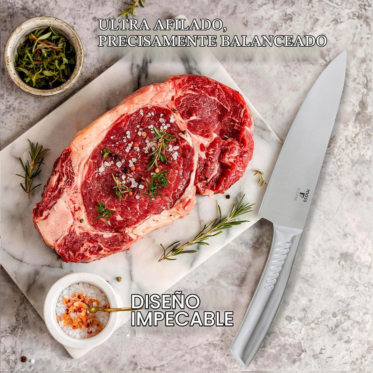 Moss &amp; Stone Juego de cuchillos de cocina profesional, juego de...