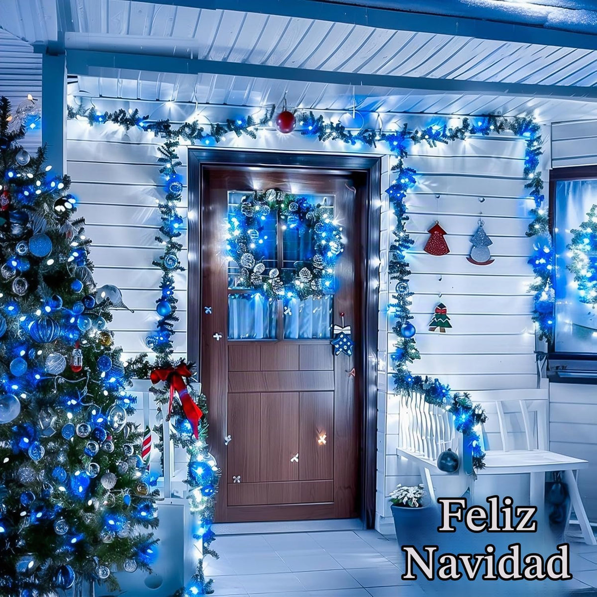 JMEXSUSS 400 LED Luces Navideñas Azules y Blancas Interior Exterior...