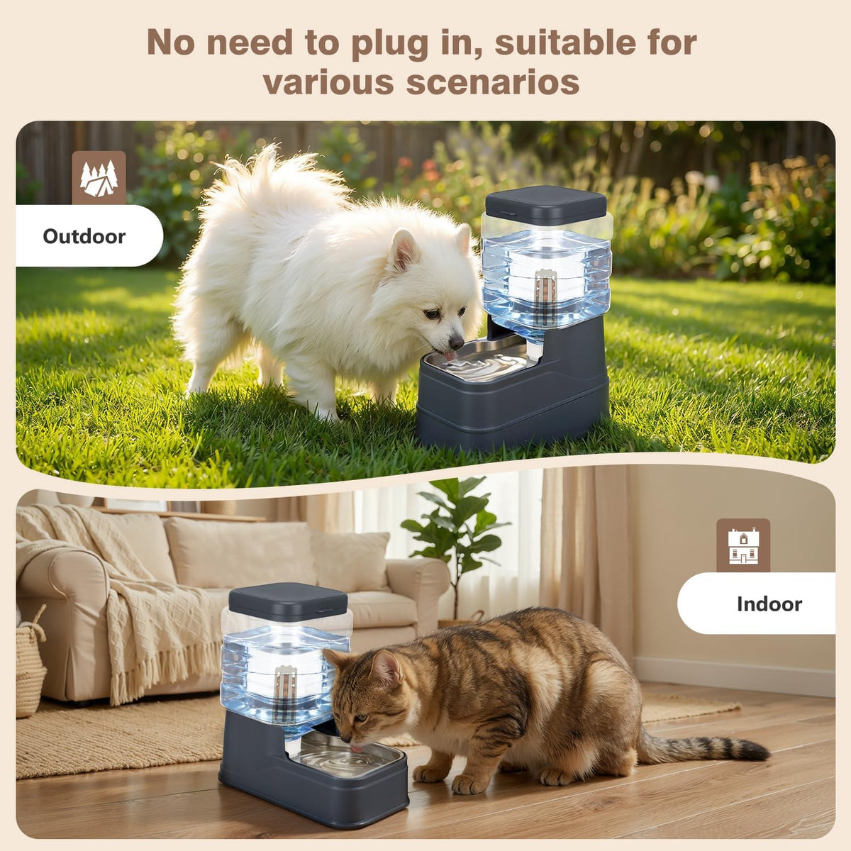 Dispensador automático de agua para perros y mascotas, 1.1 galones,...