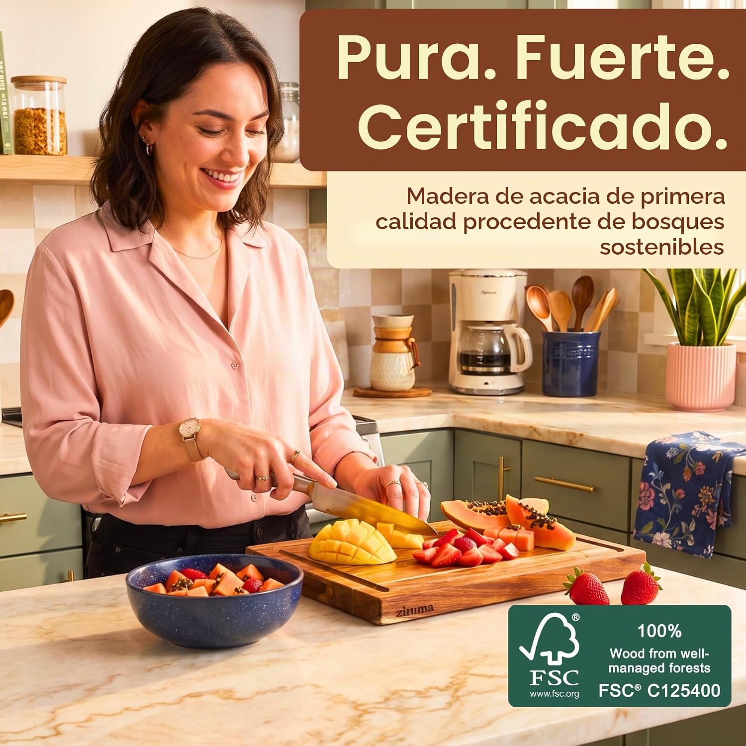 Tabla de cortar de madera no tóxica - Acondicionada con cera de abe...