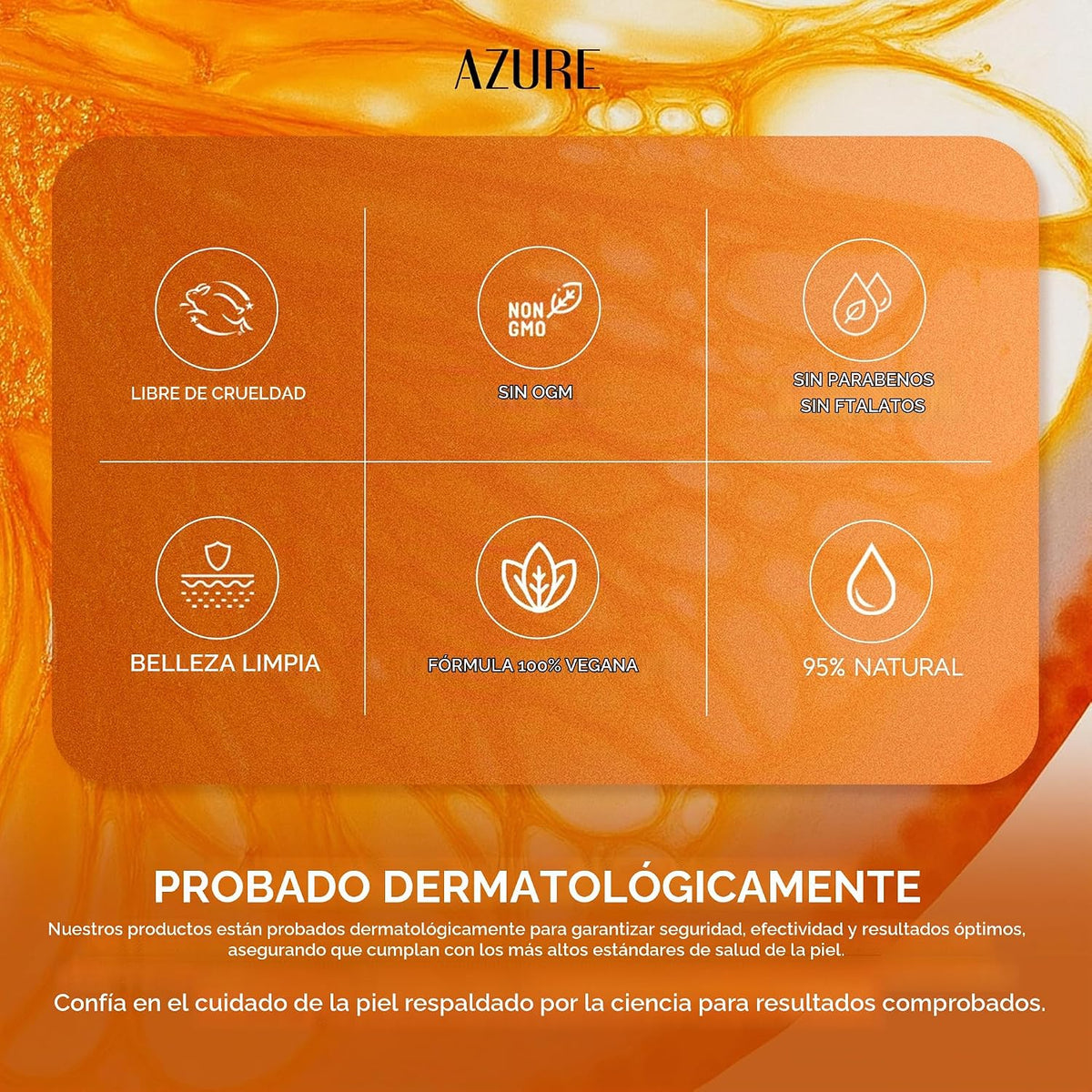 Azure - Suero de vitamina C para rostro con ácido hialurónico, fórm...