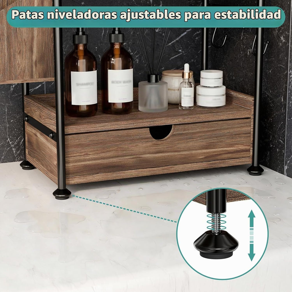 Kottwca Organizador de mostrador de baño de 2 niveles con cajón, es...