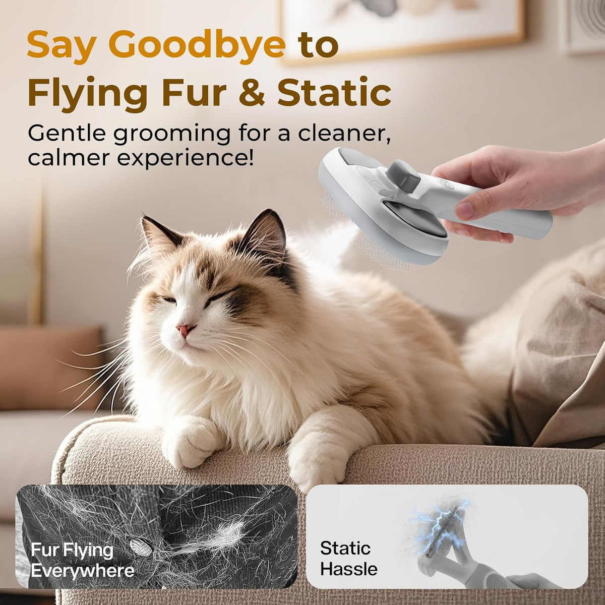 Pecute Cepillo de Gato con Vapor, Cepillo de Vapor para Gato Autoli...