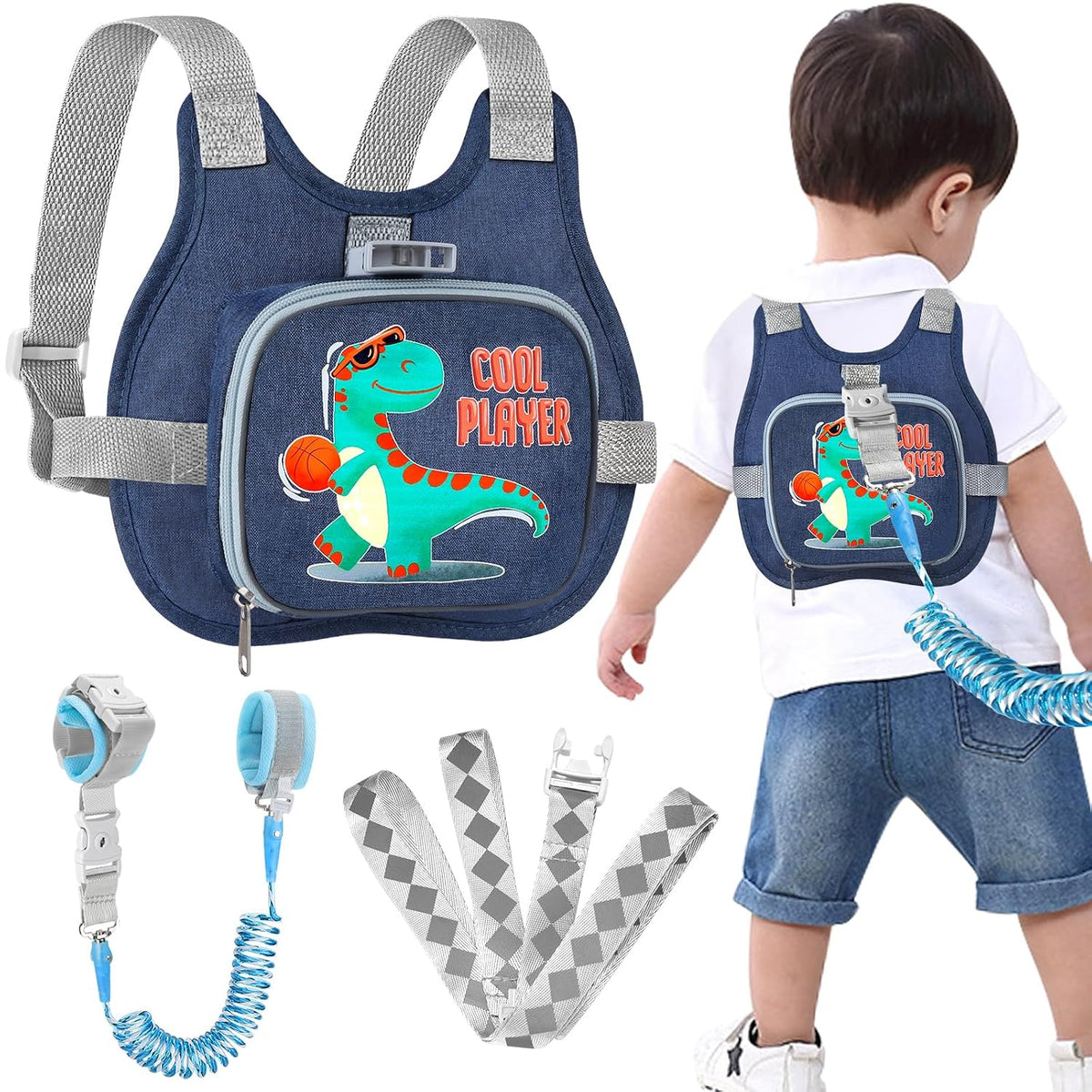 Accmor Correa para niños pequeños, lindo dinosaurio, correa para ar...