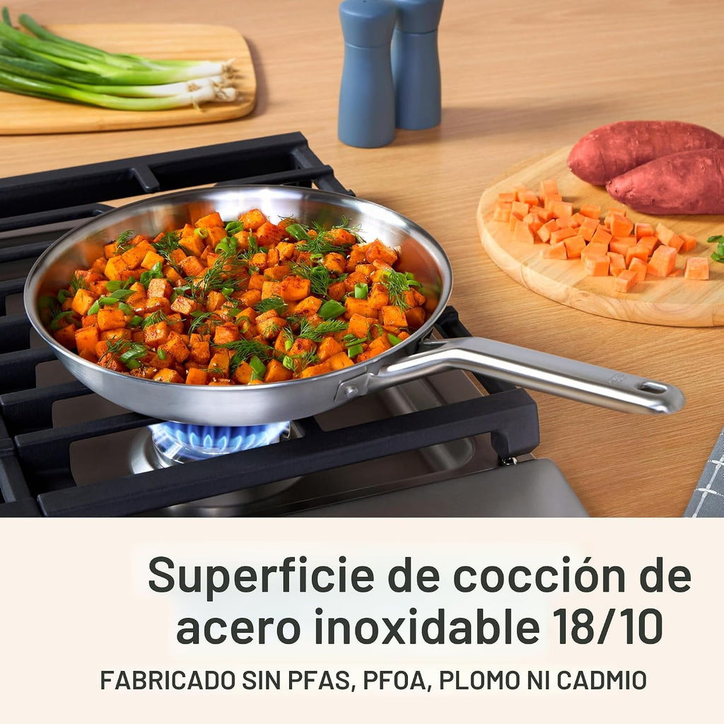 Calphalon Juego de utensilios de cocina de acero inoxidable cepilla...