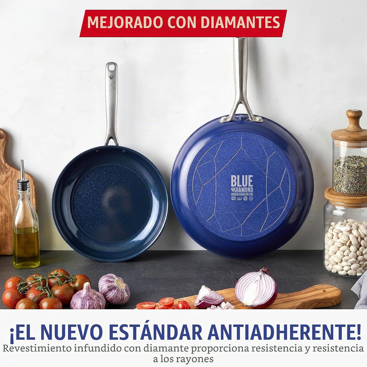 Blue Diamond - Sartén de cerámica antiadherente con infusión de dia...