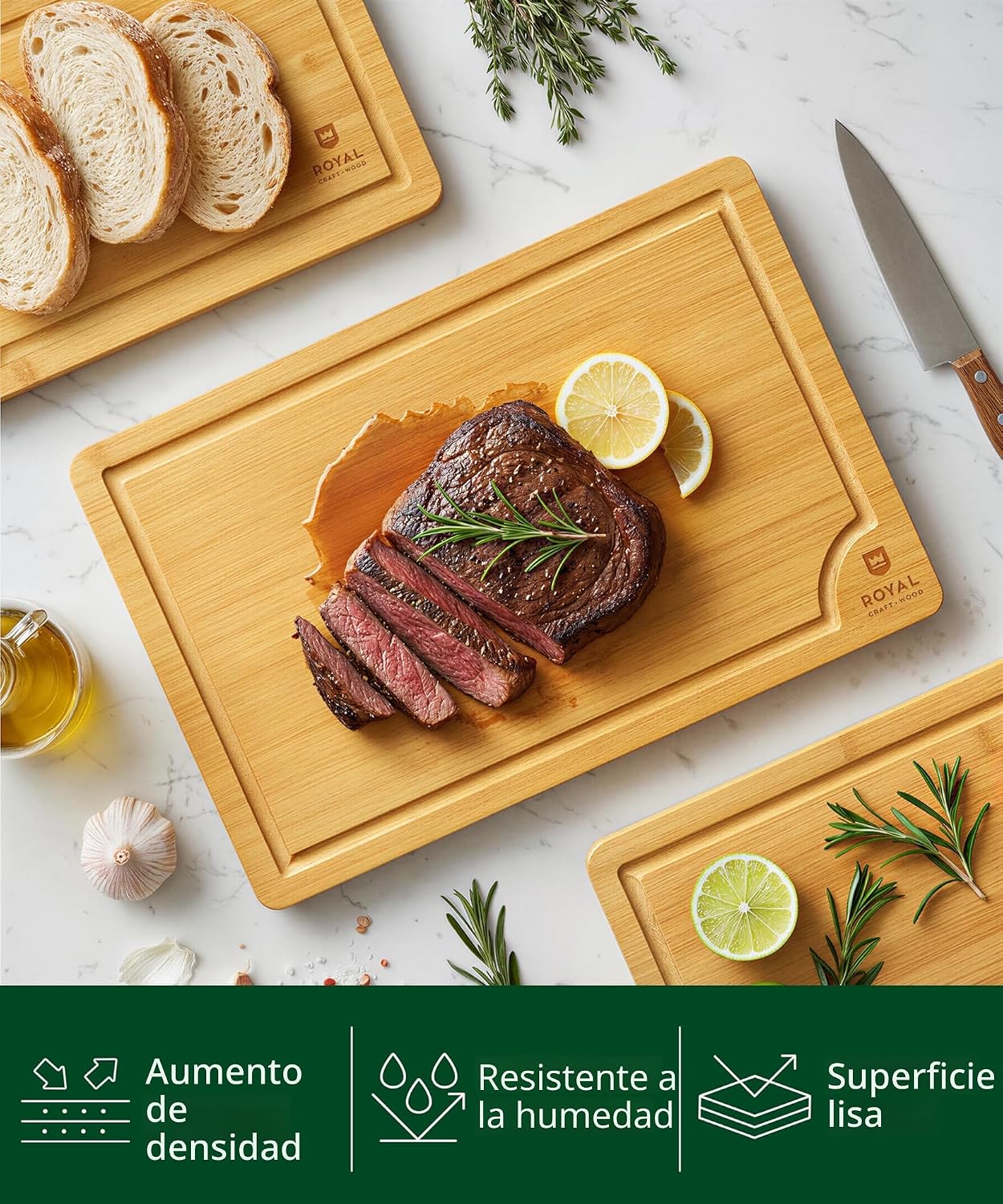 ROYAL CRAFT WOOD Tablas de Cortar Premium para Preparación de Comid...