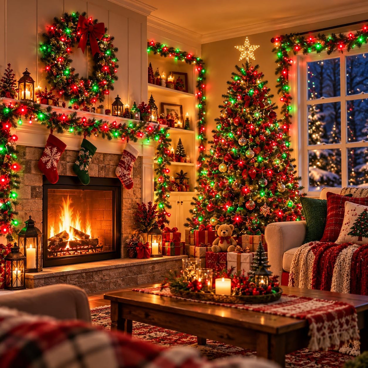 Guirnalda de luces navideñas conectables de 88 pies y 240 LED para...