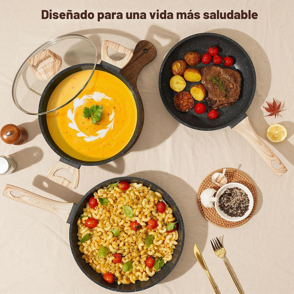 SODAY Juego de ollas y sartenes antiadherentes, 13 piezas de utensi...