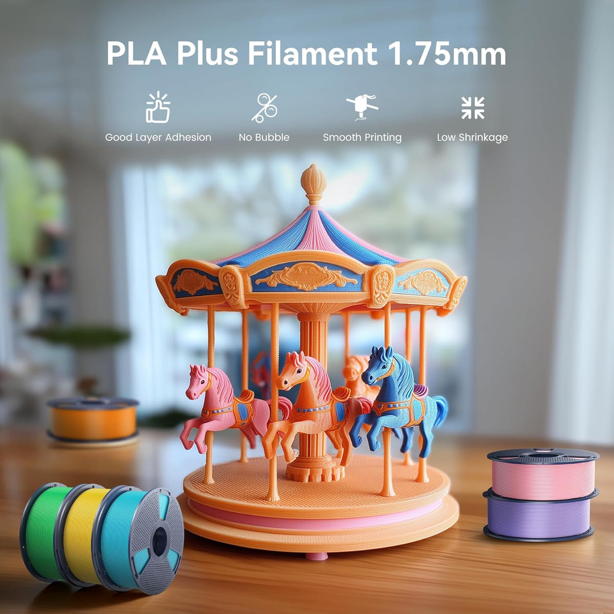 SUNLU Filamento PLA Plus para impresora 3D de 0.07 in, nuevo transp...