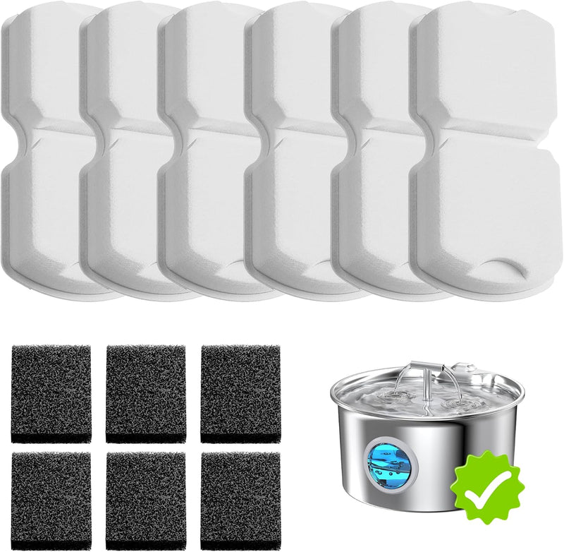 UMOCUOY Reemplazo del filtro de fuente de agua para gatos: 6 piezas...