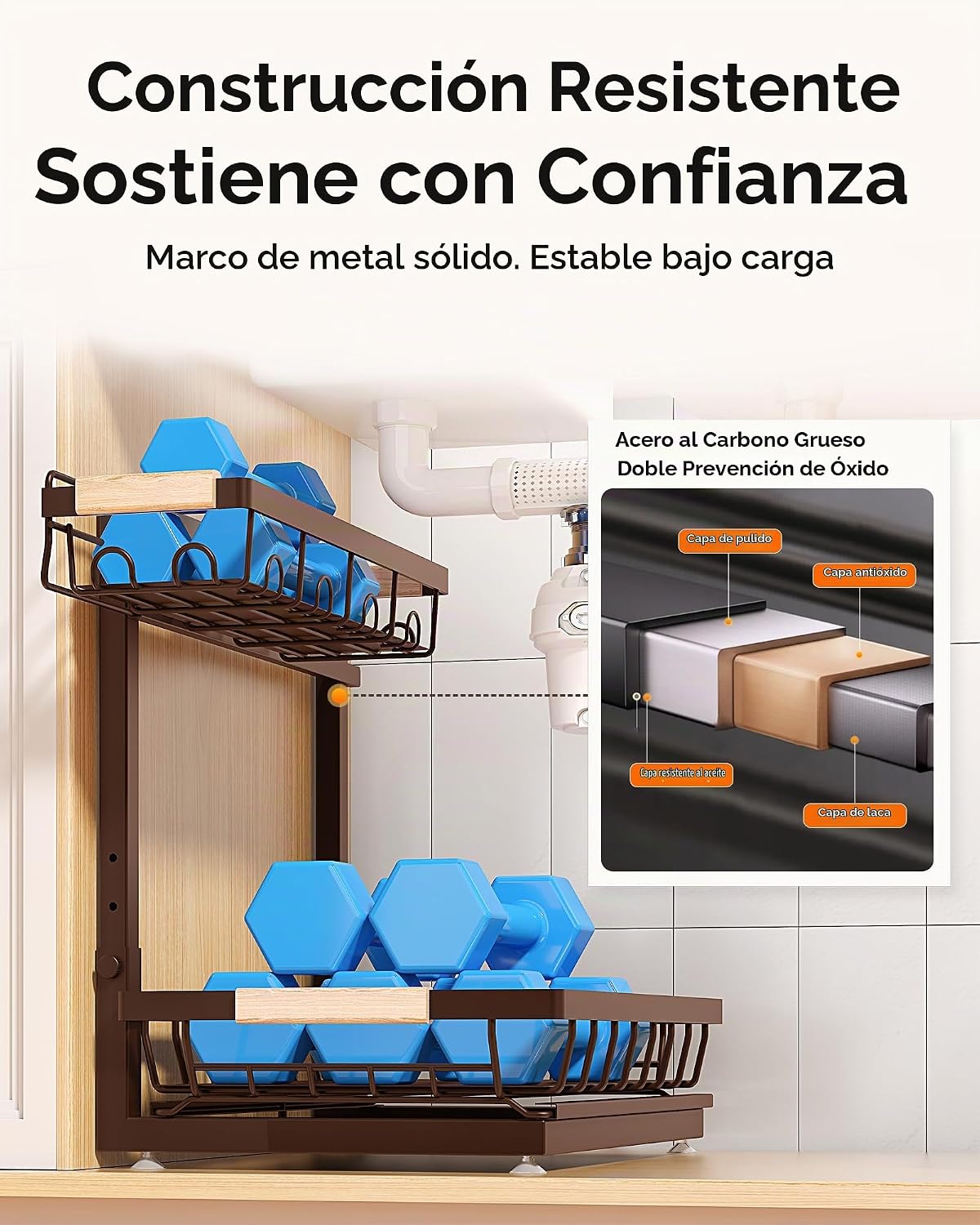 Sevenblue Paquete de 2 organizadores para debajo del fregadero, org...
