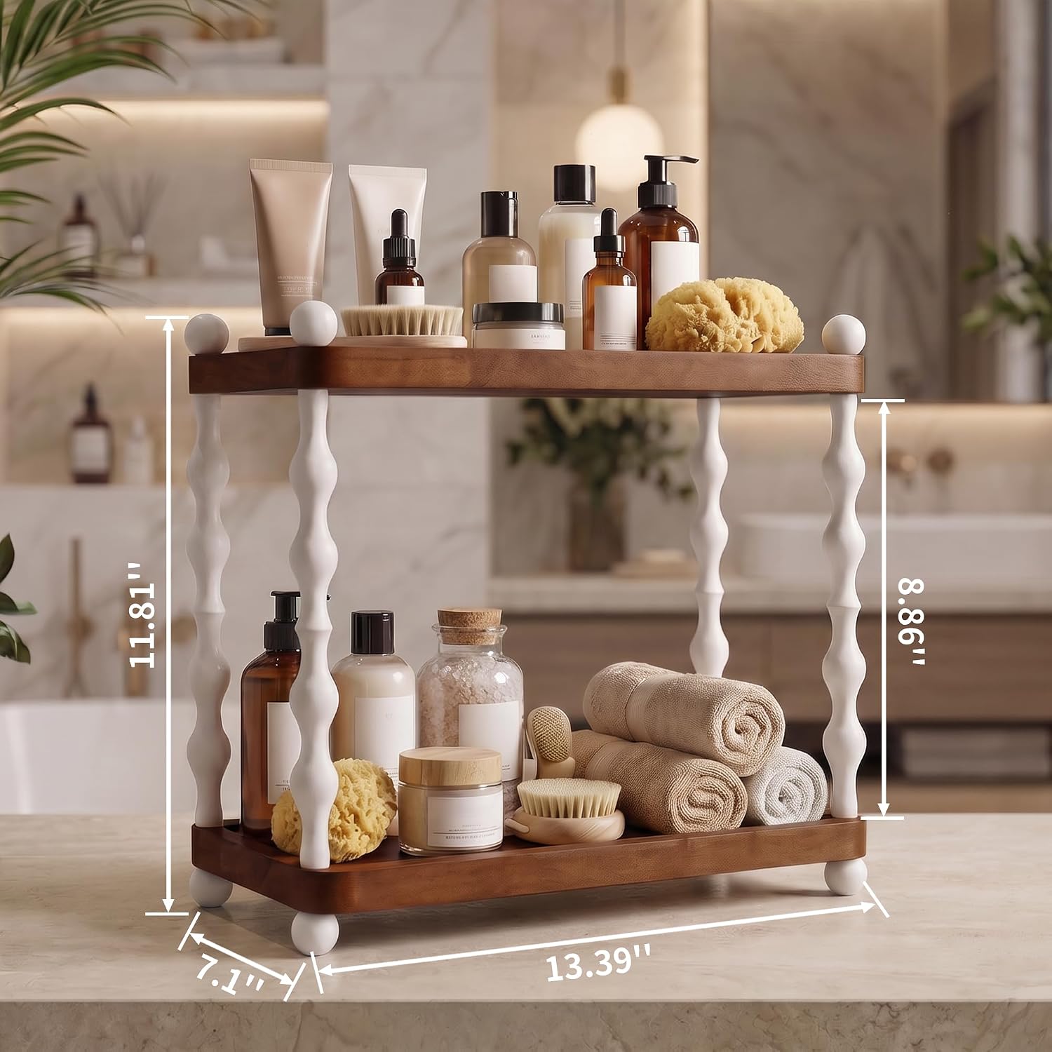 iFaveorr Organizador de mostrador de baño de 2 niveles, estante de...