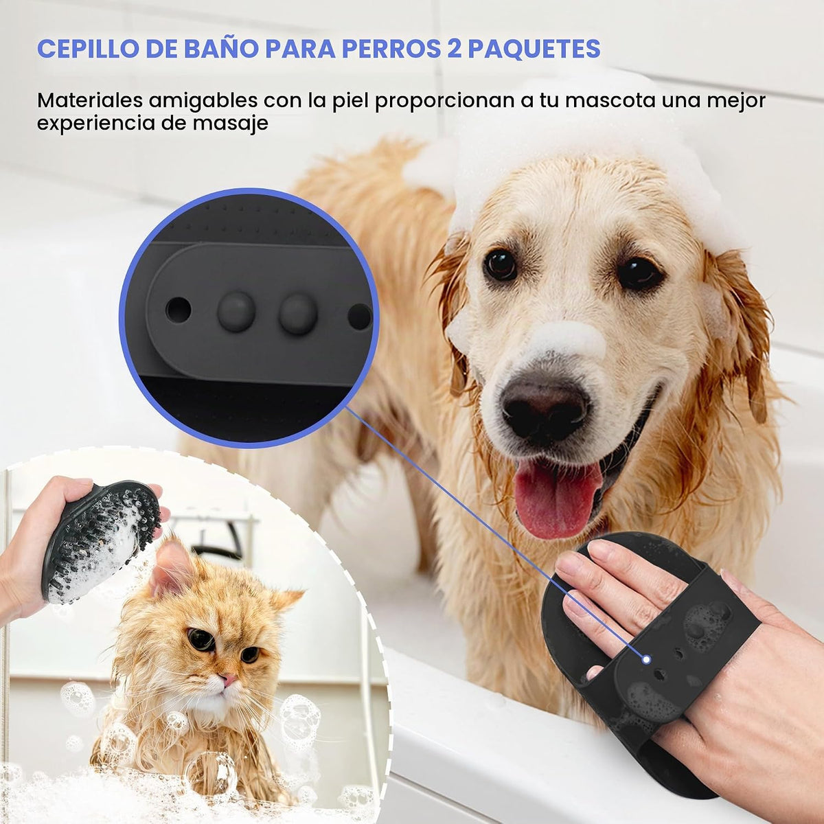 Cepillo de limpieza autolimpiante, kit profesional 5 en 1 de aseo d...