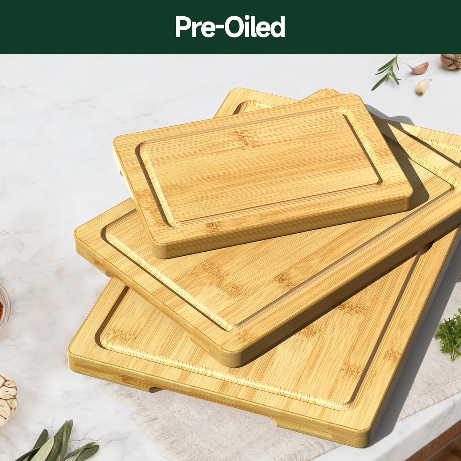 Zeawec Juego de 3 tablas de cortar de bambú para cocina, tablas de...
