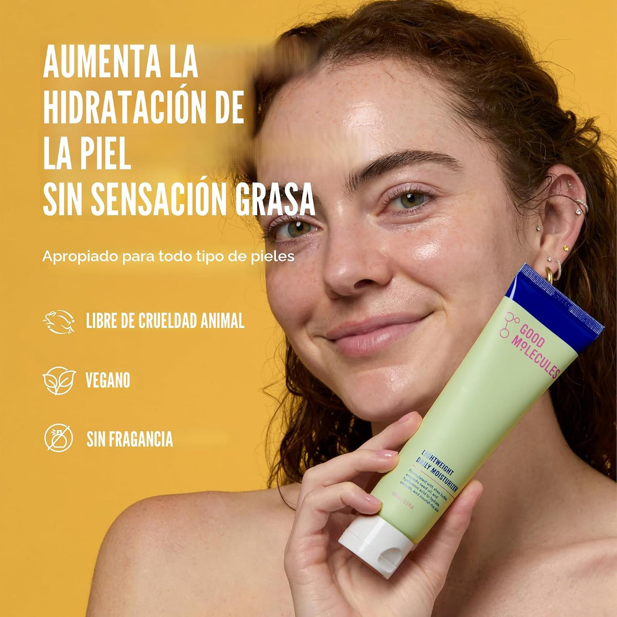 Good Molecules Hidratante diario ligero, crema facial, 3.38 fl oz |...