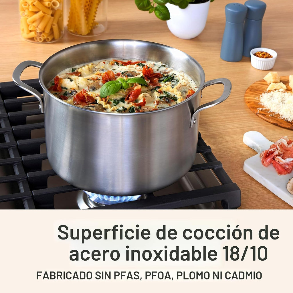 Calphalon Juego de utensilios de cocina de acero inoxidable cepilla...