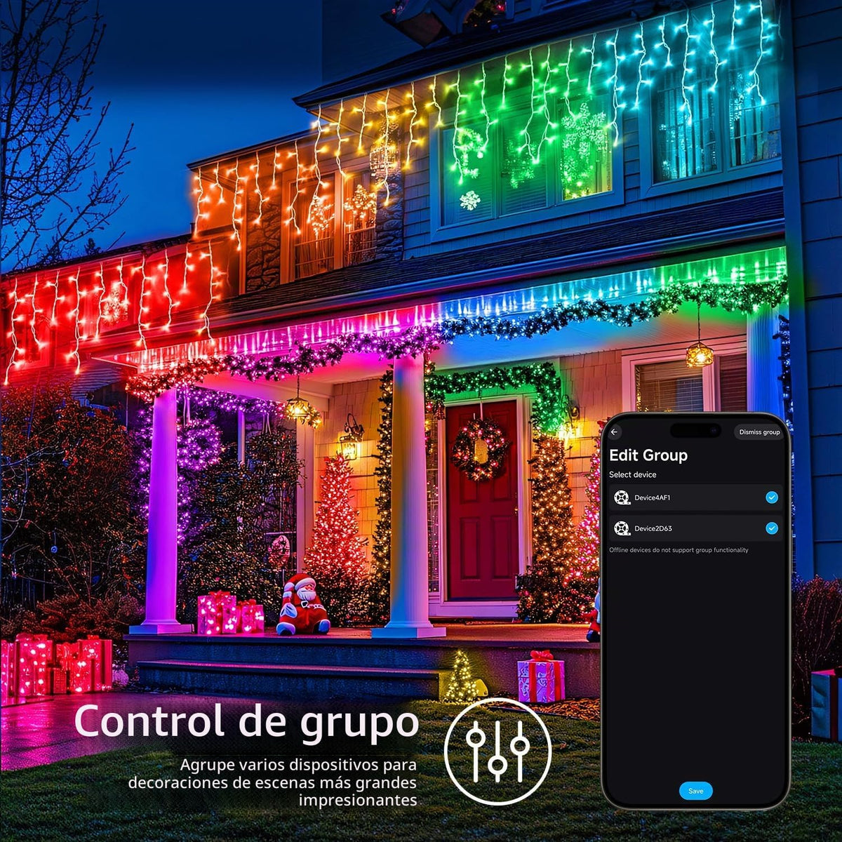 JMEXSUSS 200 luces LED RGB para exteriores, interiores, luces de Ha...