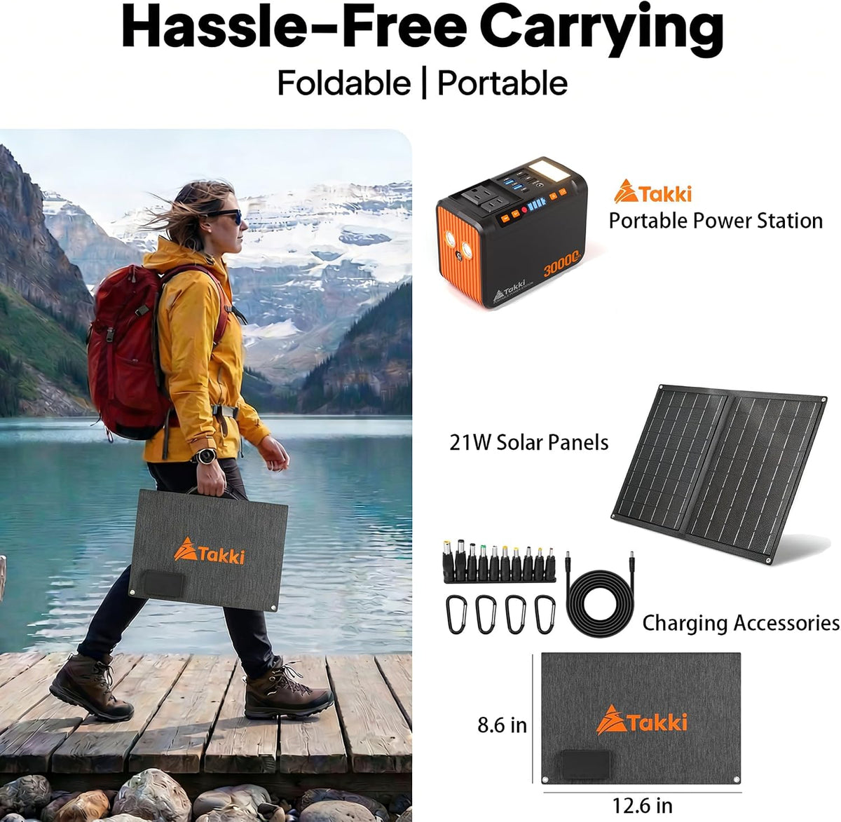 Takki Generador solar portátil de 111 Wh con panel solar plegable d...