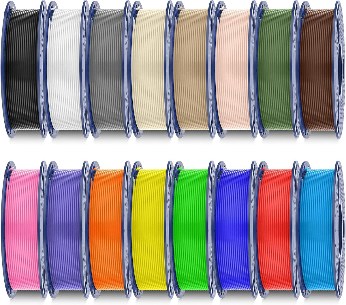 SUNLU Filamento de impresora 3D PLA+, paquete de 16 colores, multic...