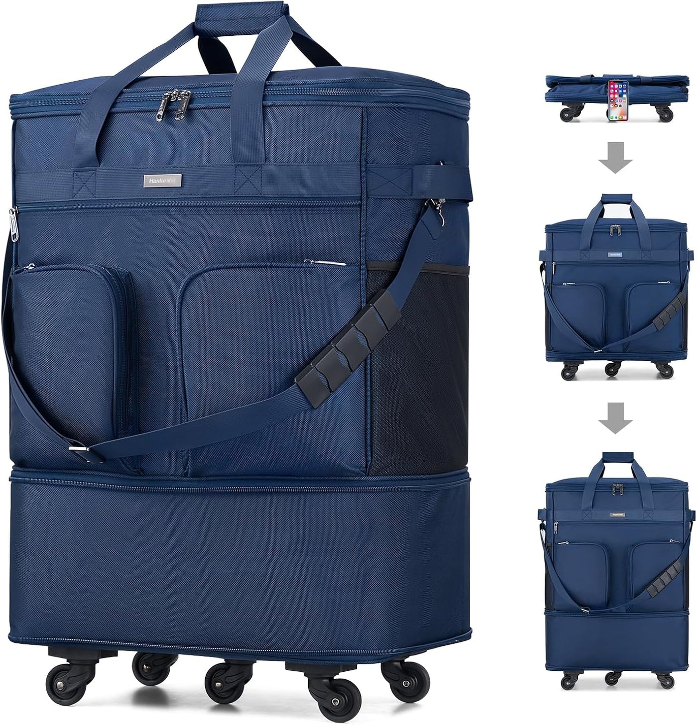 Maletas Hanke con ruedas, bolsa de equipaje plegable y expandible,...