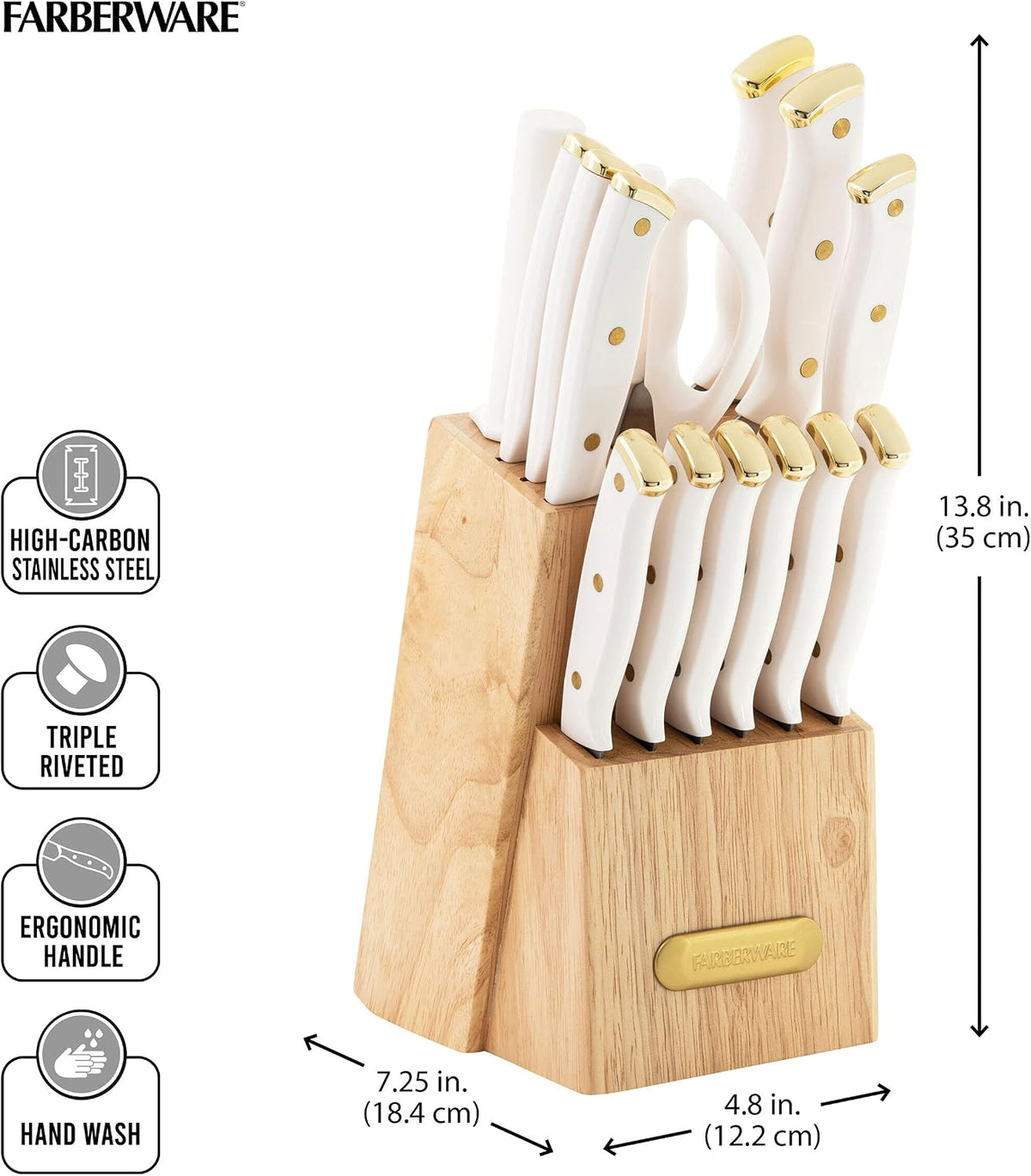 FARBERWARE Juego de cuchillos de 15 piezas, cuchillos de cocina de...