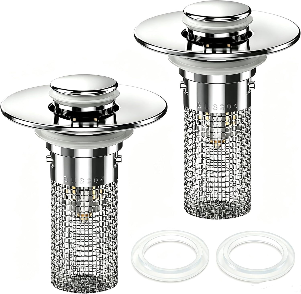 Paquete de 2 tapones universales de drenaje para fregadero de baño,...