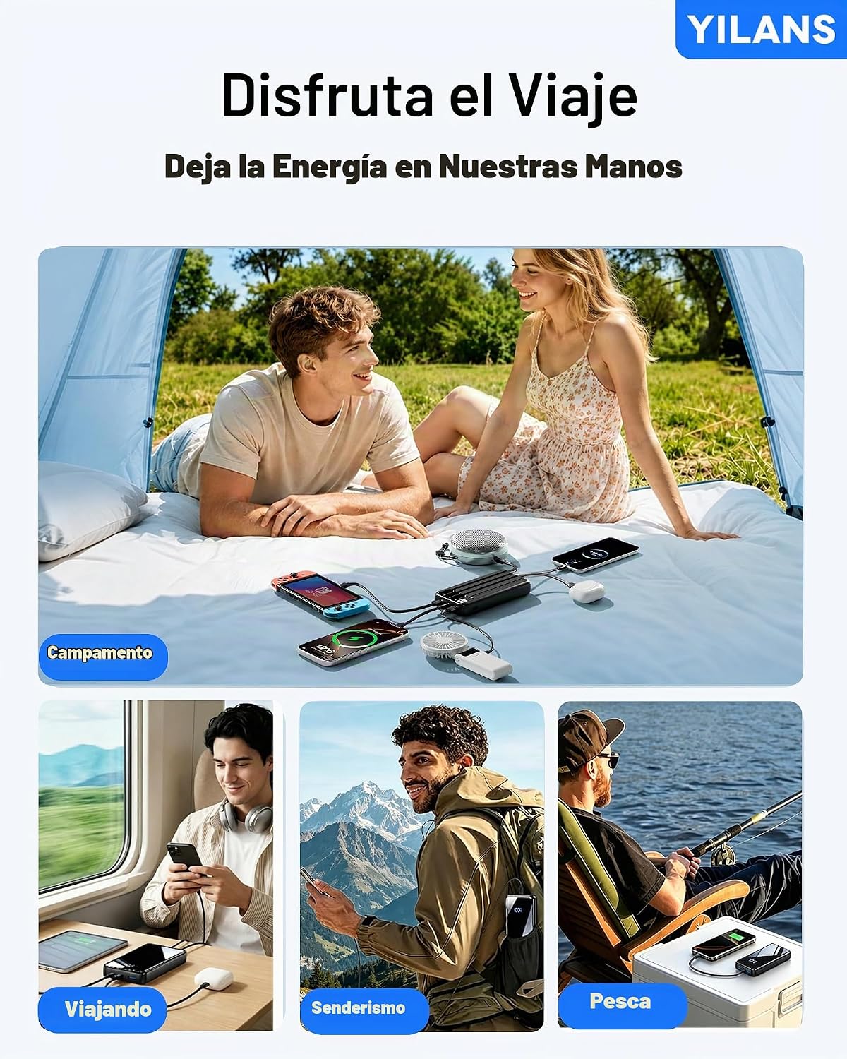Cargador portátil, cargador de batería de 50000 mAh, cable integrad...