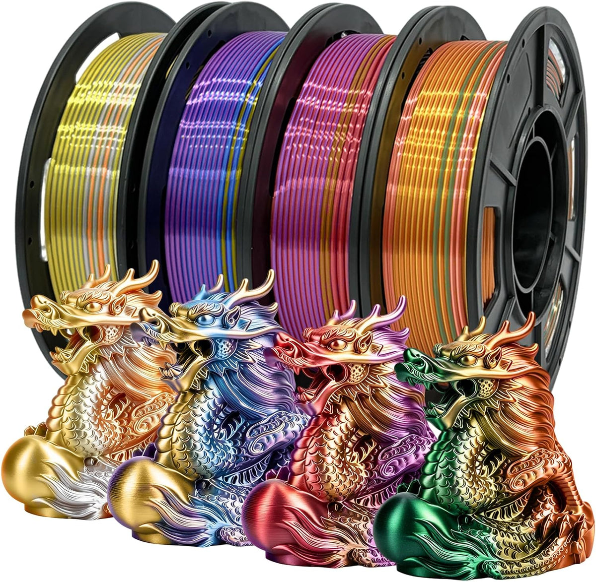 Frucindra Paquete de filamentos para impresora 3D de seda PLA+, bri...