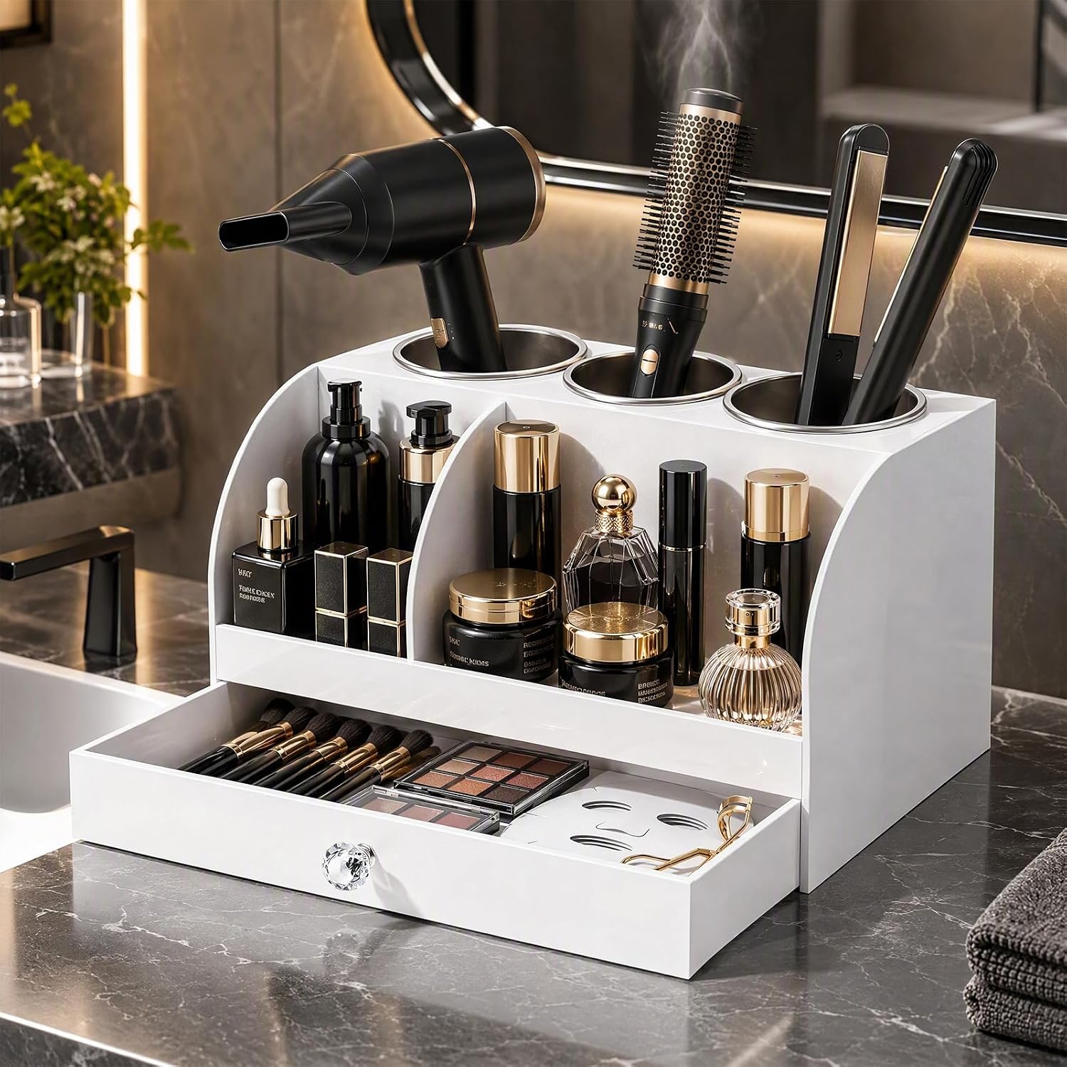 Organizador de herramientas para el cabello con cajón, organizador...