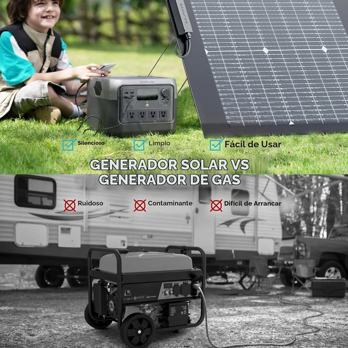 Generador Solar EF ECOFLOW RIVER 2 Pro y Panel Solar Portátil 220W,...