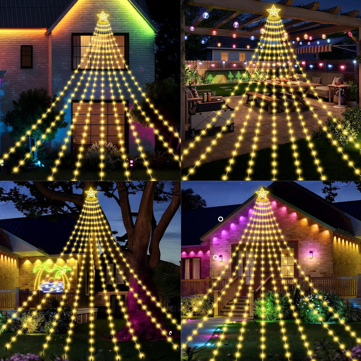 AMIPEPE Luces solares para árbol de Navidad, 18.37 pies, 532 LED |...