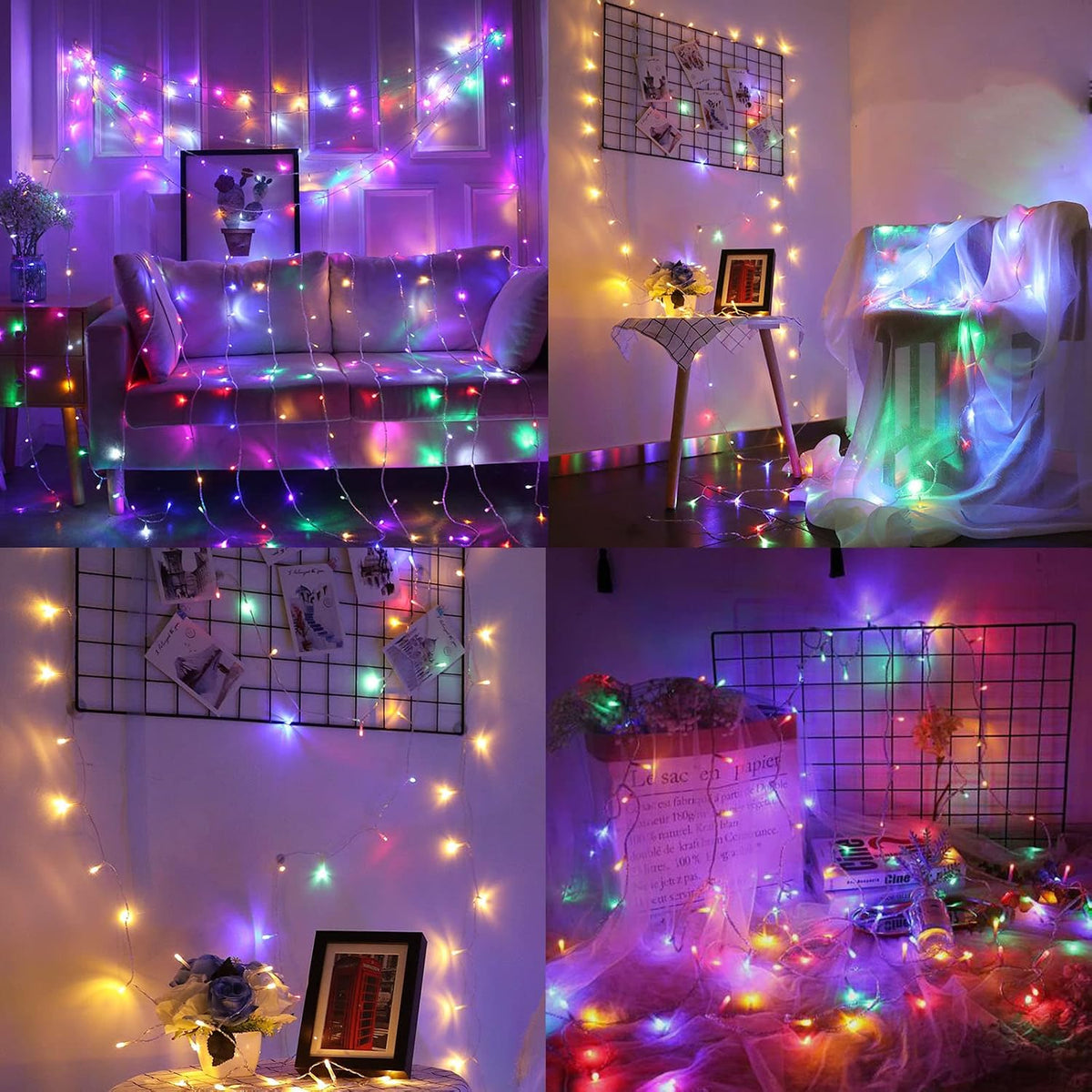VTECHOLOGY 66 pies 200 LED multicolor árbol de Navidad luces cadena...