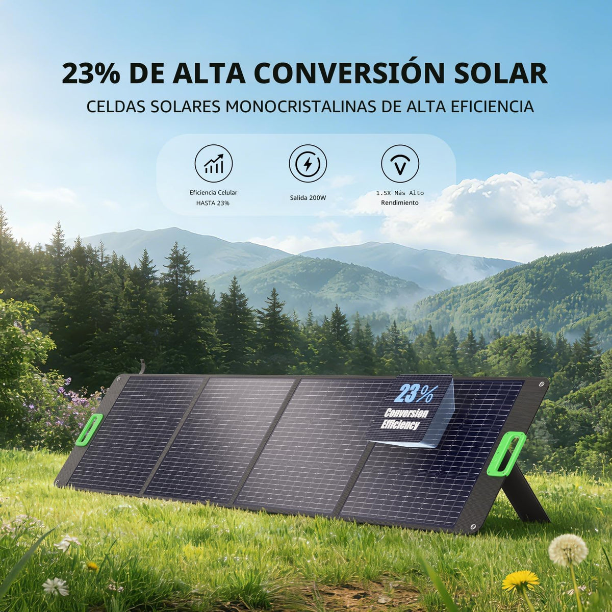 Panel solar portátil de 200 W para central eléctrica, cargador sola...