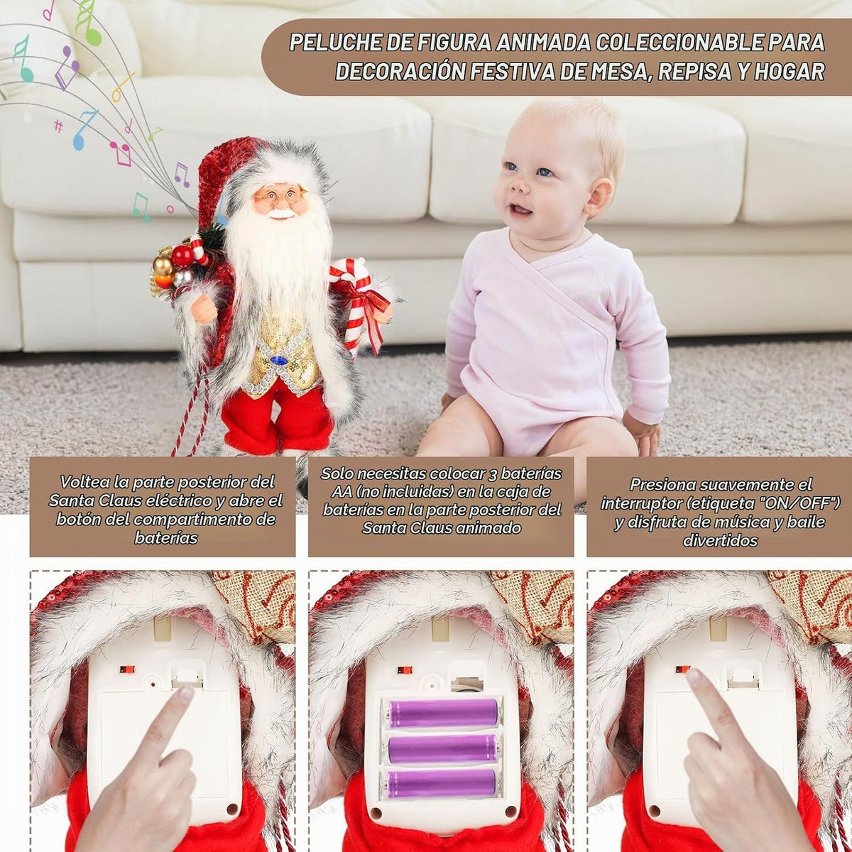 SdeNow Figura musical animada de Papá Noel de 14 pulgadas para deco...
