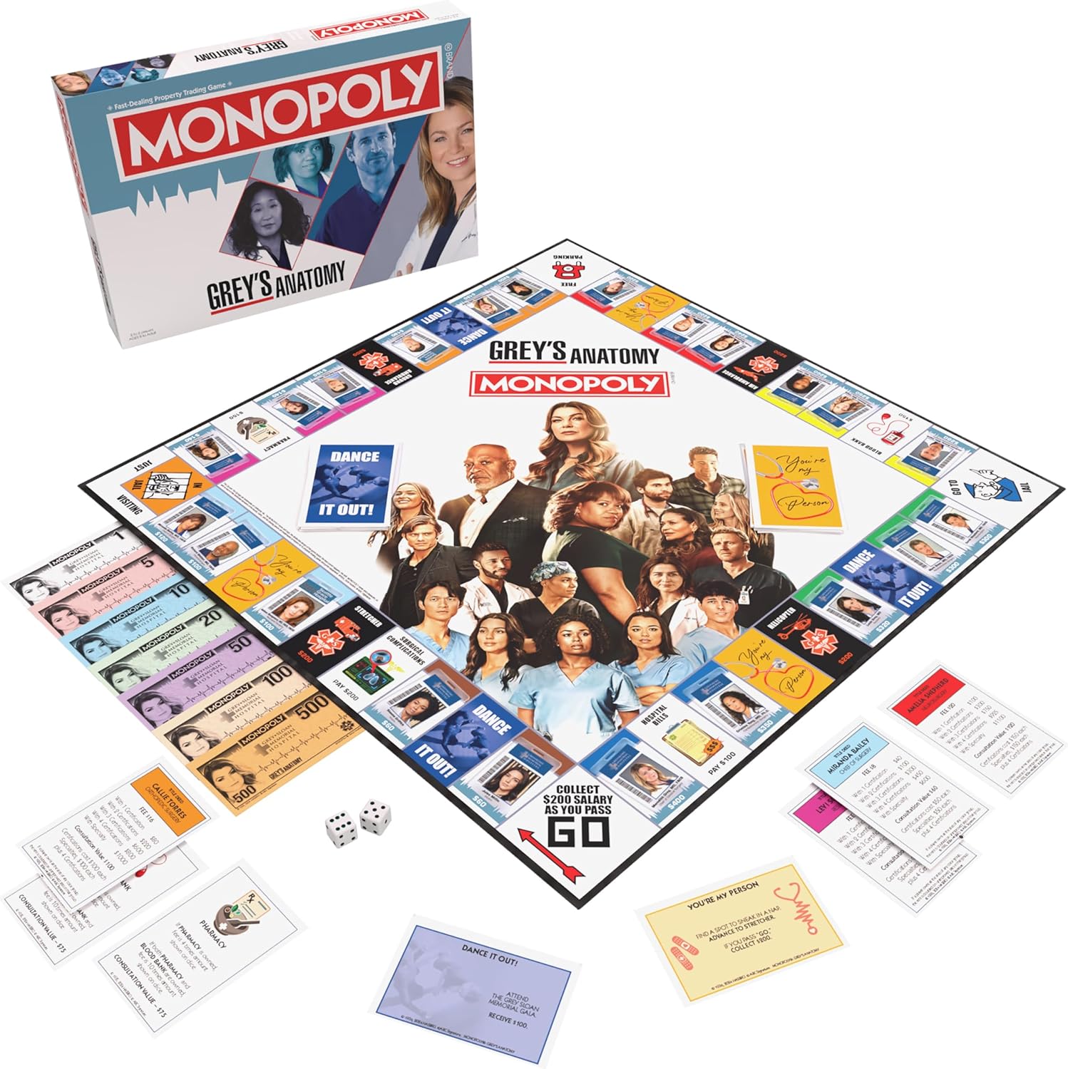 Monopoly: Grey"s Anatomy - Juego de mesa | Con ferry, portapape...