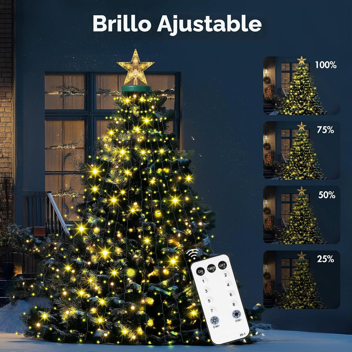 AMIPEPE - Luces de Navidad con estrella en la parte superior, 410 l...