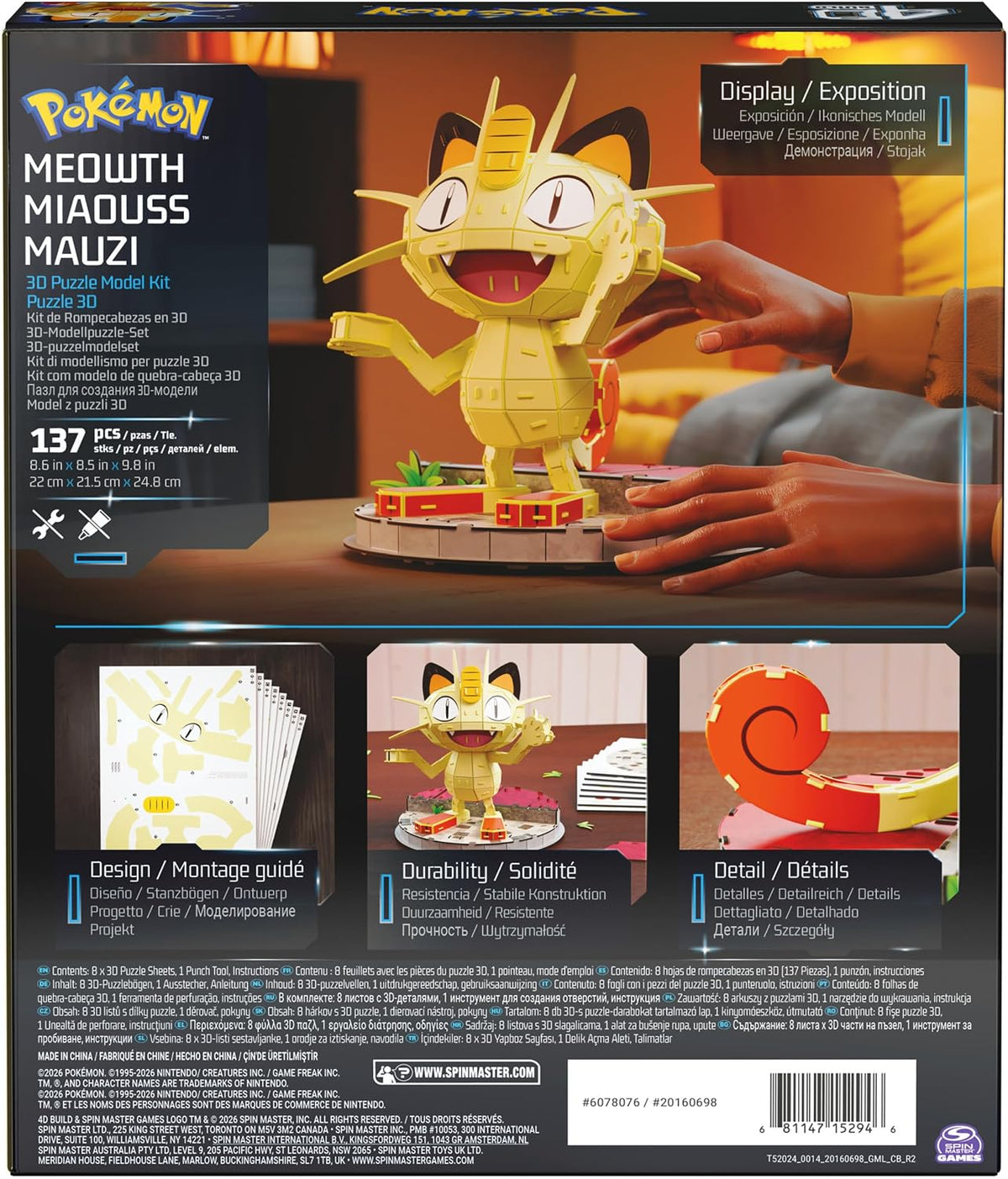 Kit de modelo de rompecabezas 3D 4D Build Pokémon Meowth, decoració...