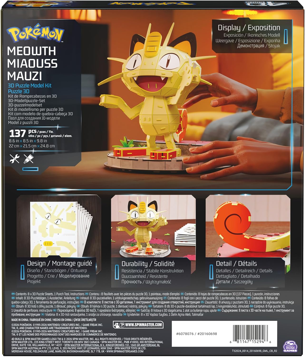 Kit de modelo de rompecabezas 3D 4D Build Pokémon Meowth, decoració...
