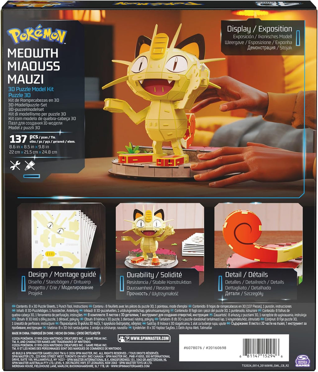Kit de modelo de rompecabezas 3D 4D Build Pokémon Meowth, decoració...