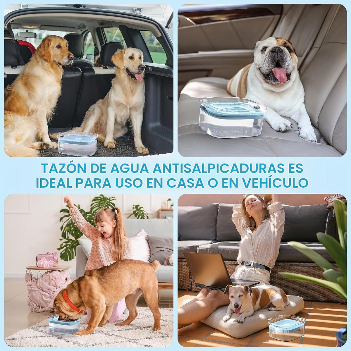 AONKEY Cuenco de agua para perros de 3 litros sin derrames, cuenco...