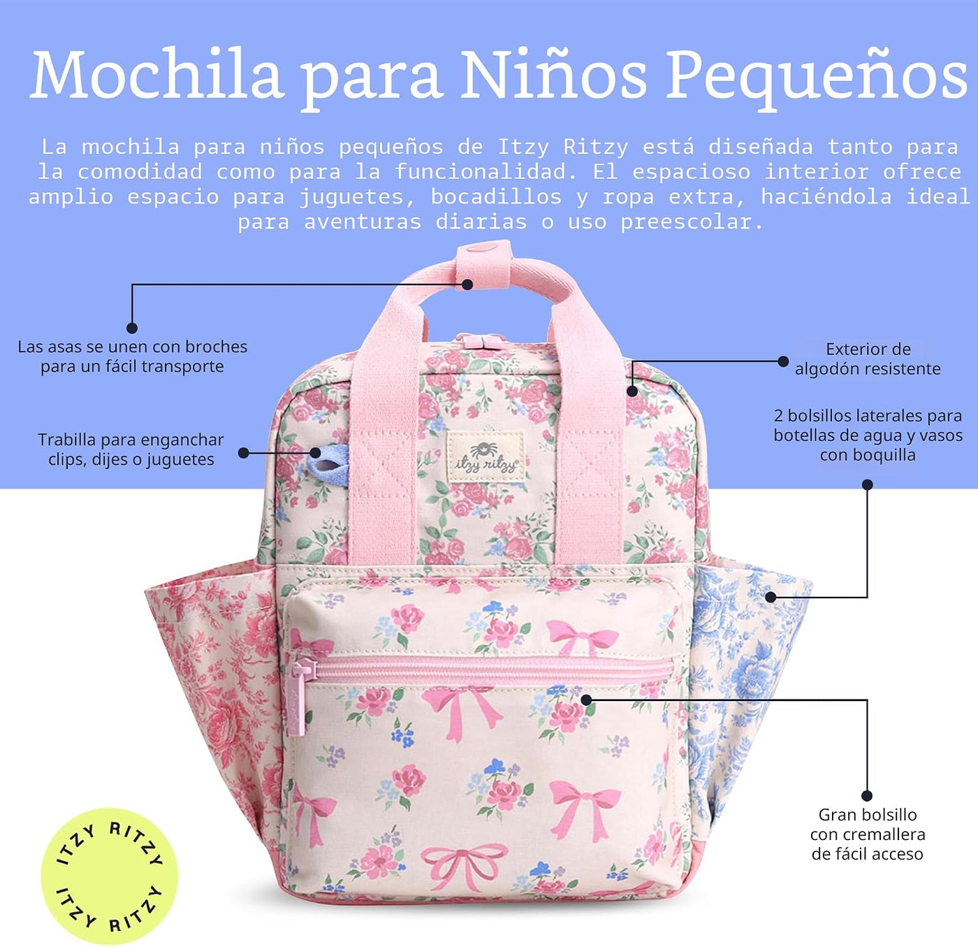Itzy Ritzy - Mochila para niños - Bolso para guardería - Cuenta con...