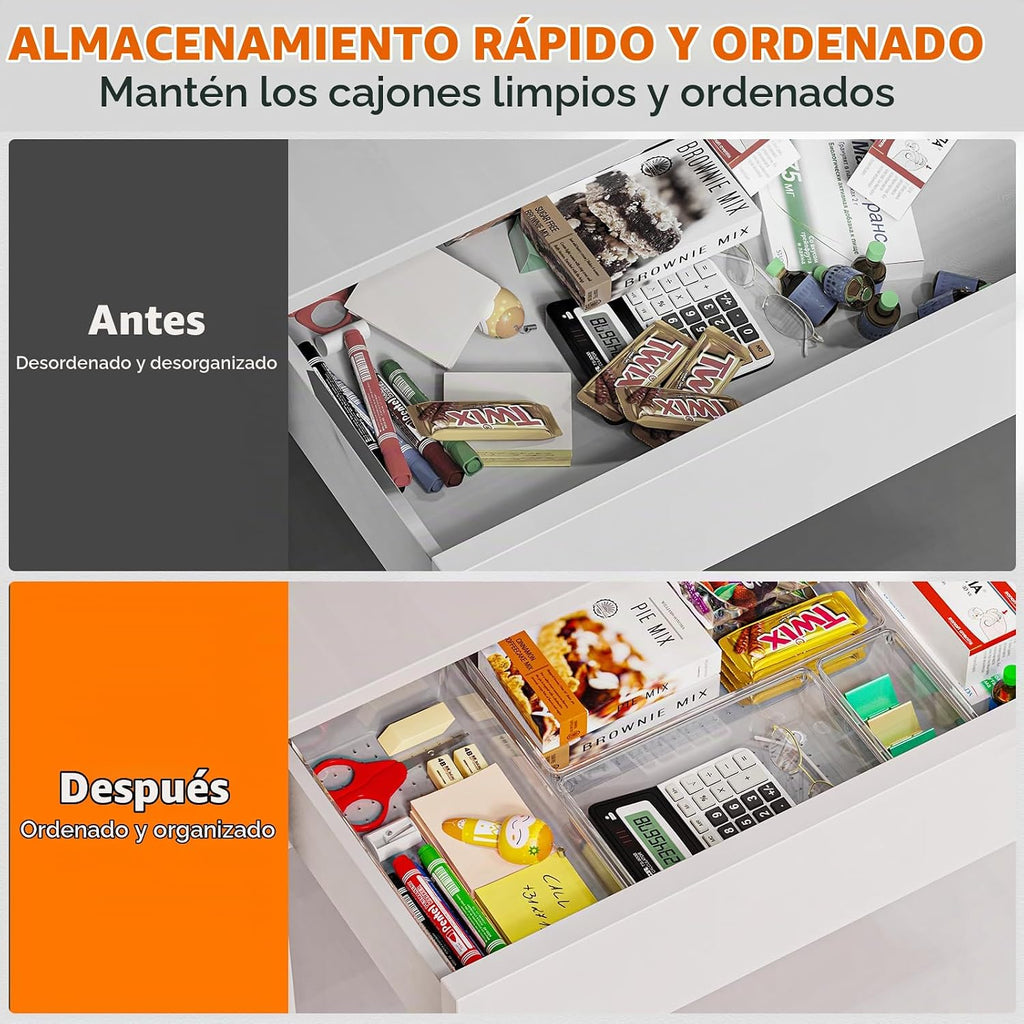 Paquete de 6 bandejas organizadoras grandes de plástico transparent...