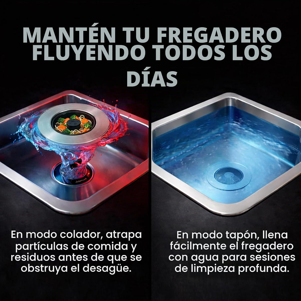 SinkShroom Colador de drenaje para fregadero de cocina, tapón de fr...